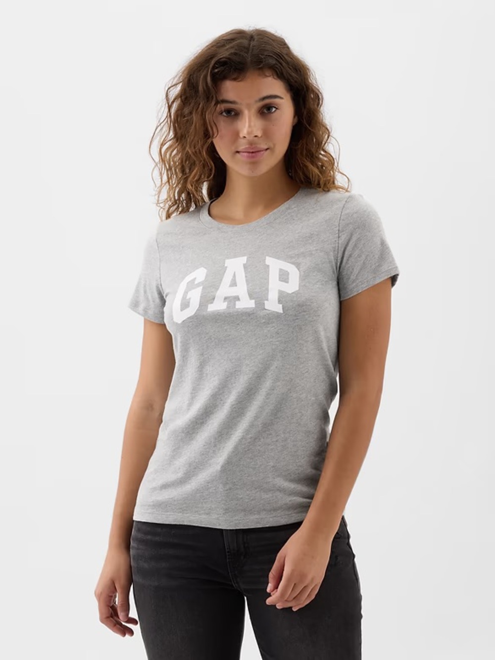GAP Gray Crewneck Logo Tee with White Lettering